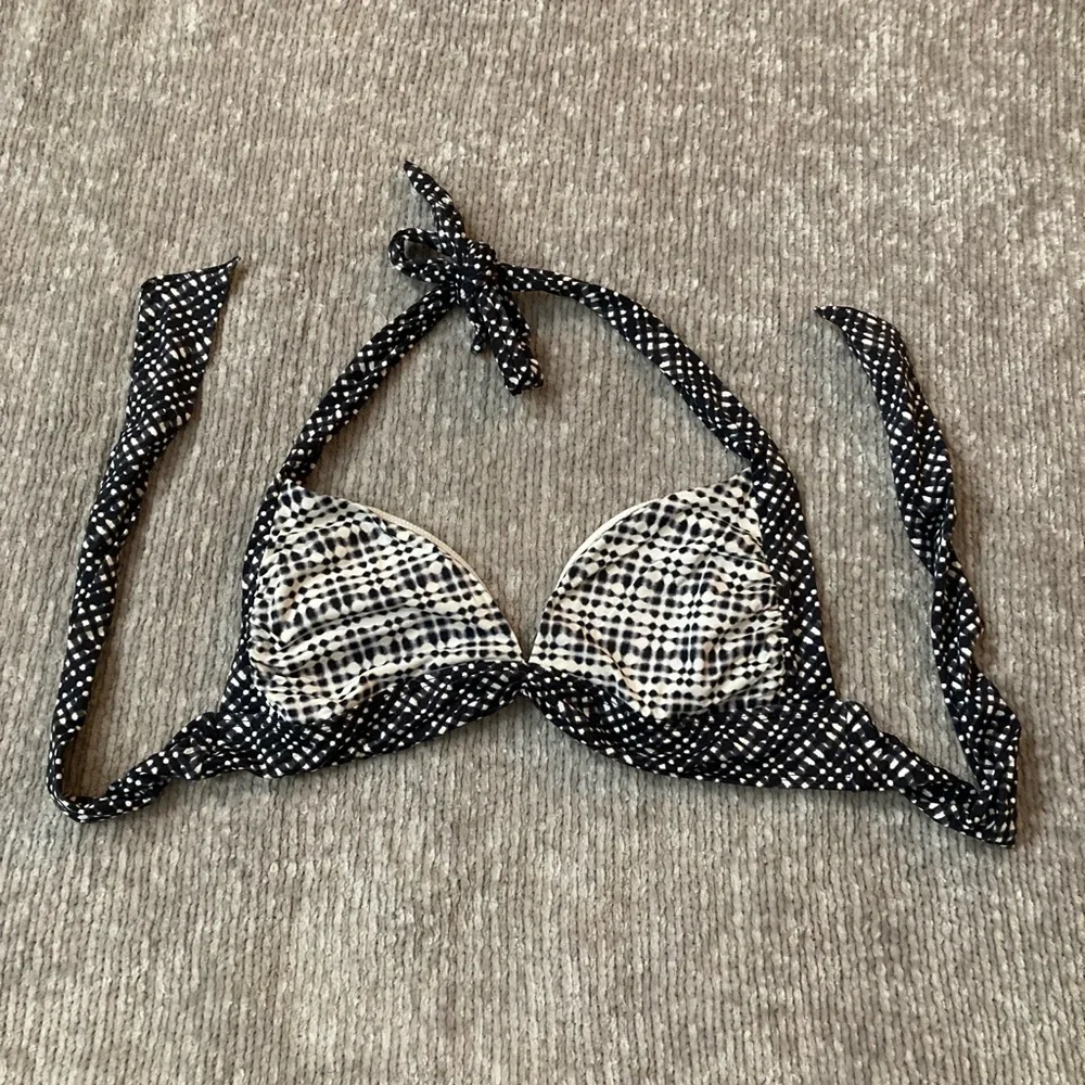 Athleta Bathing Suit Top Size Small‎ Bikini Black White Neutral All Over Pattern